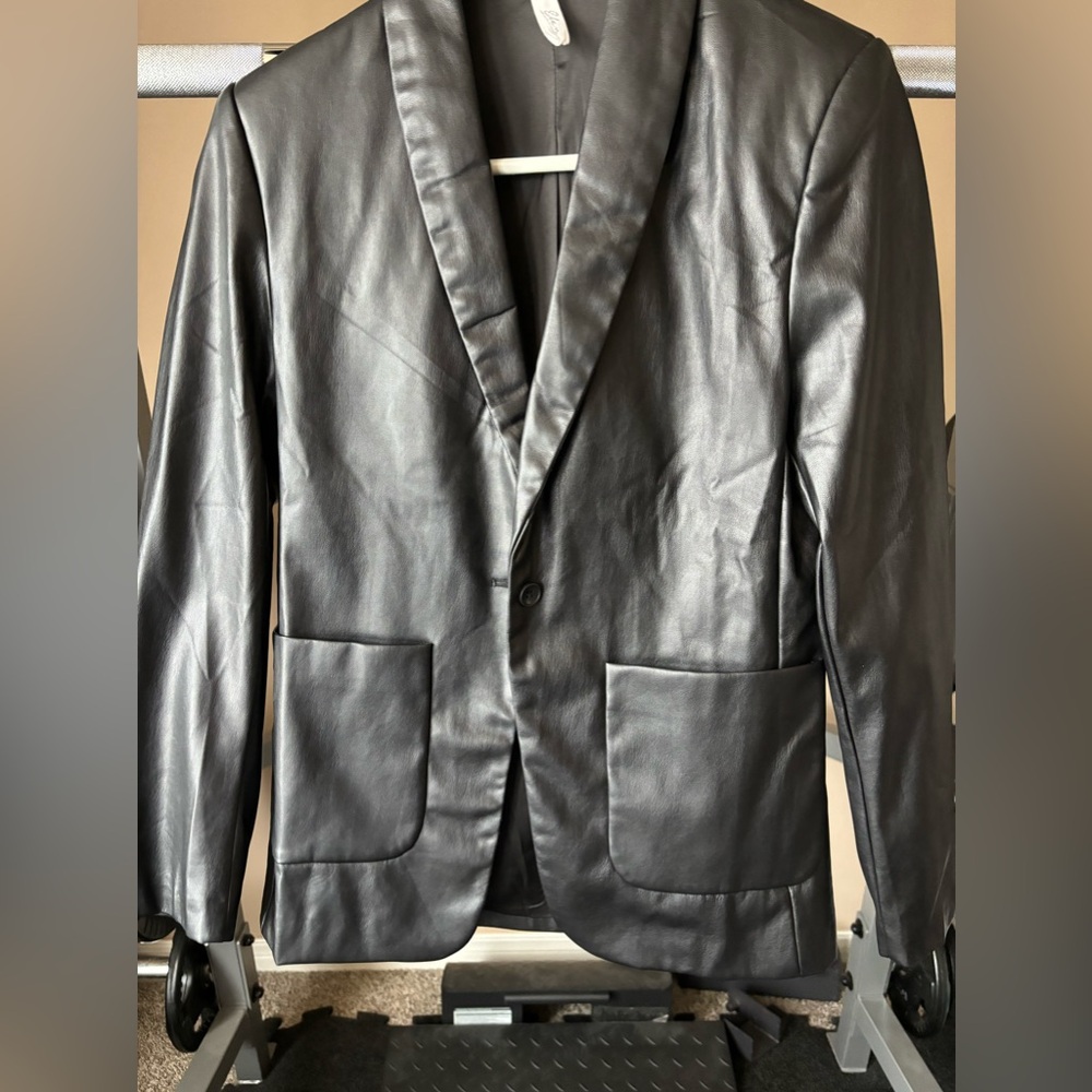 Elam Vegan Leather Black Blazer